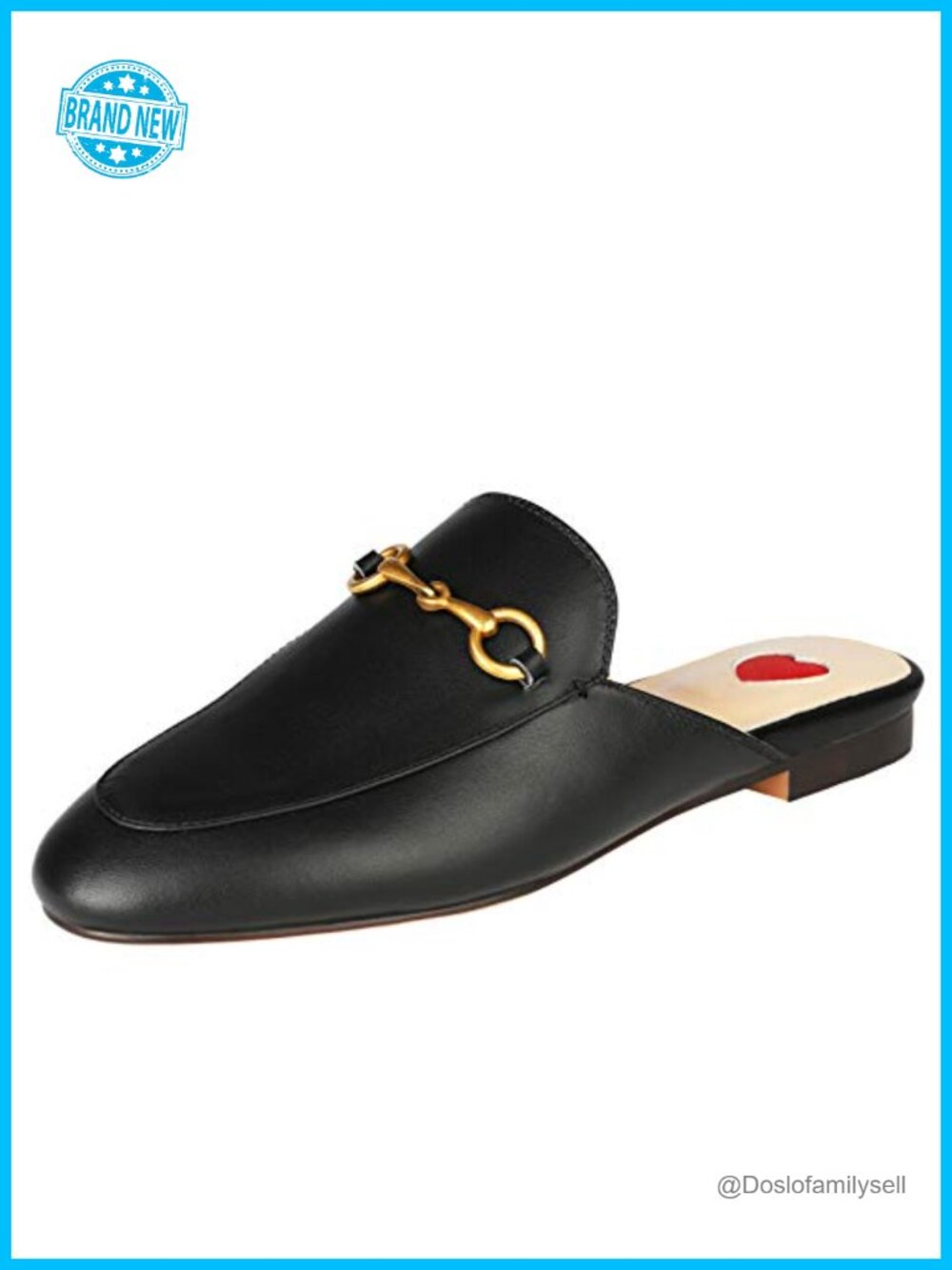 Handmade Genuine Leather Pointed Toe Slip-On Mules Backless Buckle Chains
